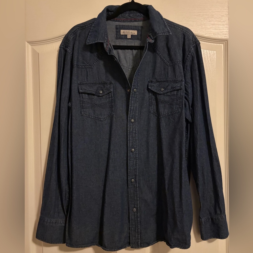 Blue Ranchwear Men’s Denim Button-Up Shirt